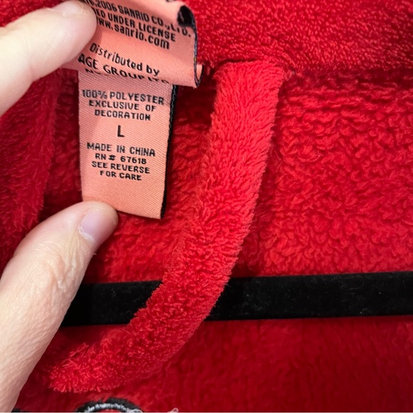 Sanrio Hello Kitty Red Plush Bath Robe Pockets Embroidered Womens Size L - Picture 14 of 14